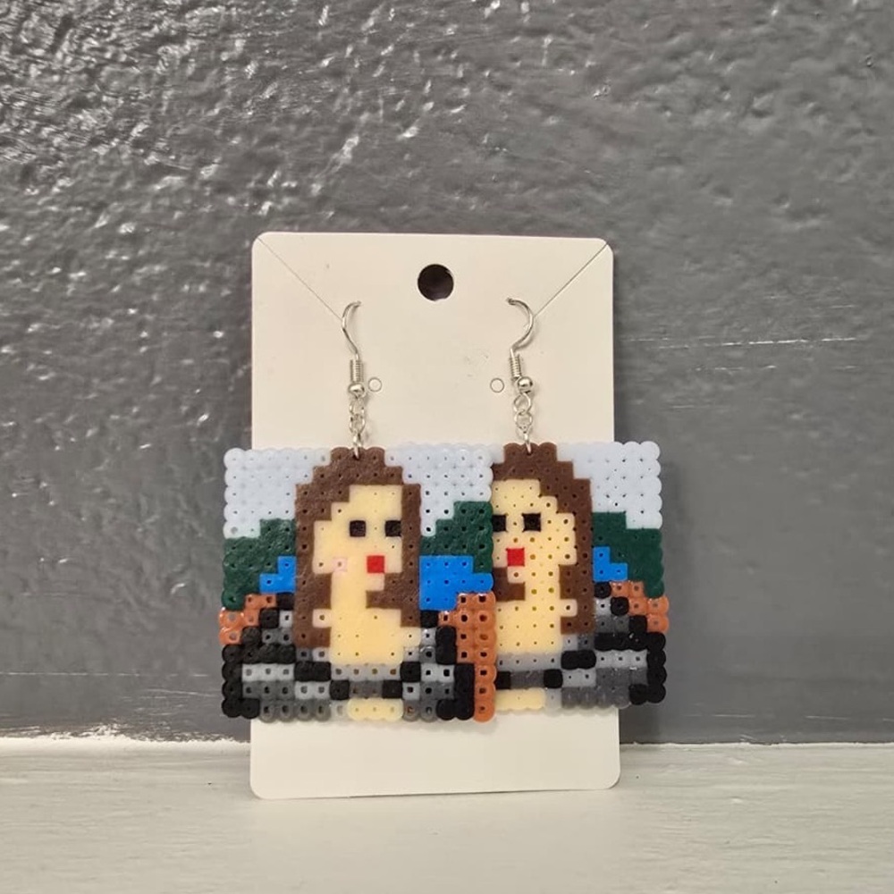 Mona Lisa Perler Bead Earrings
